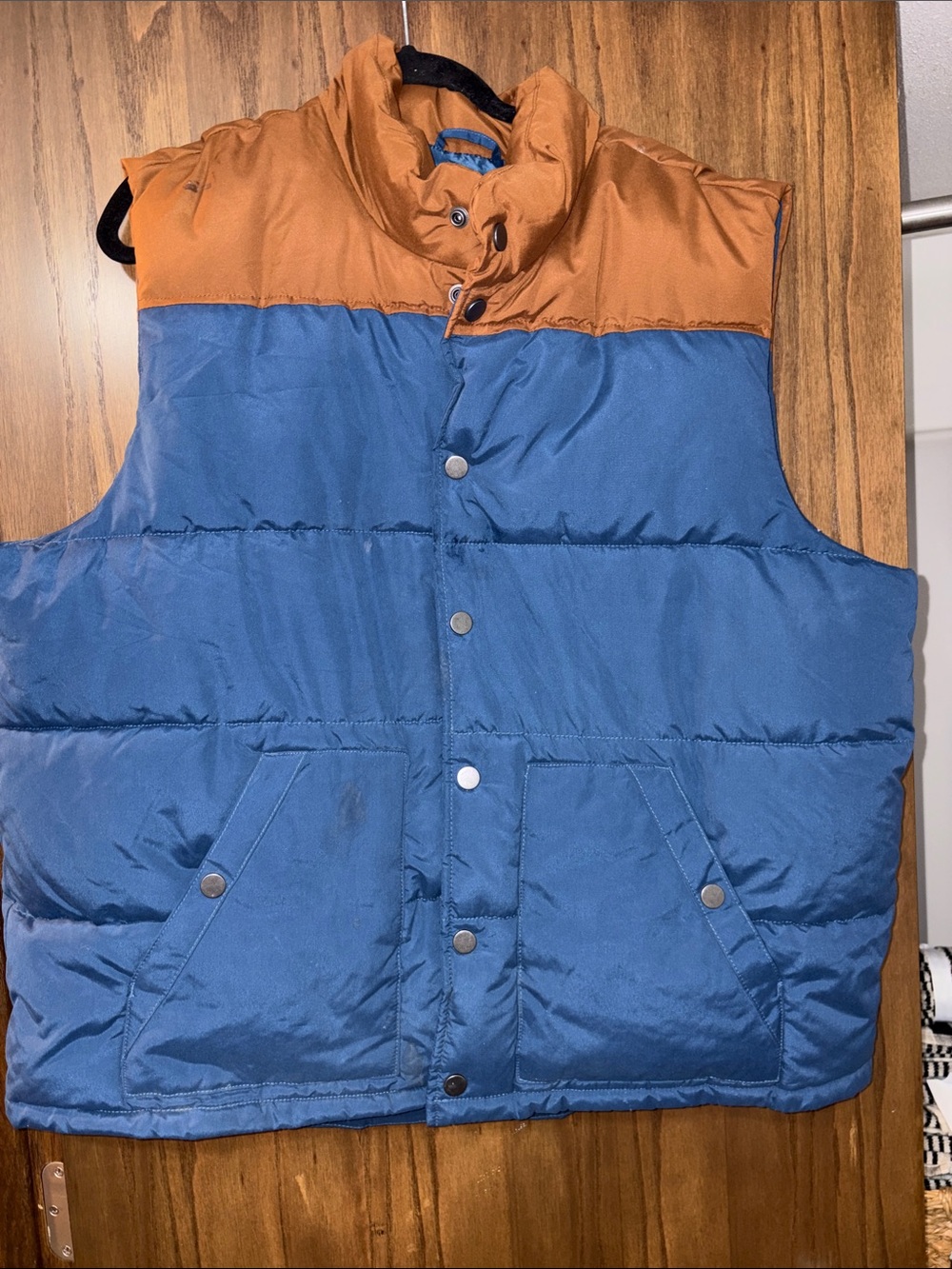Old Navy Blue and Tan Quilted Puffer Vest